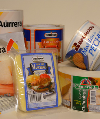 etiquetas adhesivas para productos lcteos, las cuales puede estar en contacto con alimentos